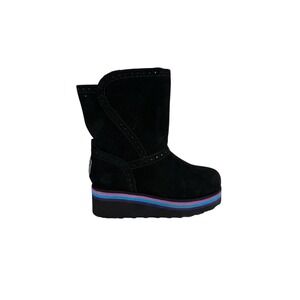 Bearpaw Snuggle Murphy Platform Lo Boot Black/multi-colored Striped Size 7